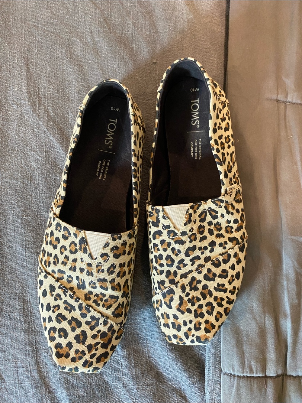 TOMS Women's Leopard Print Canvas Slip-Ons - Tan & Black